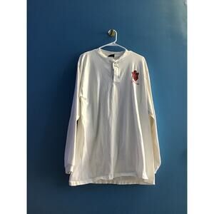 TSI IU Indiana Hoosiers Logo White Henley Long Sleeve 1/4 Buttons Shirt Large